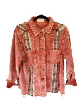 POL Women's Patchwork Corduroy Shacket Style No. YWJ3 Size Small